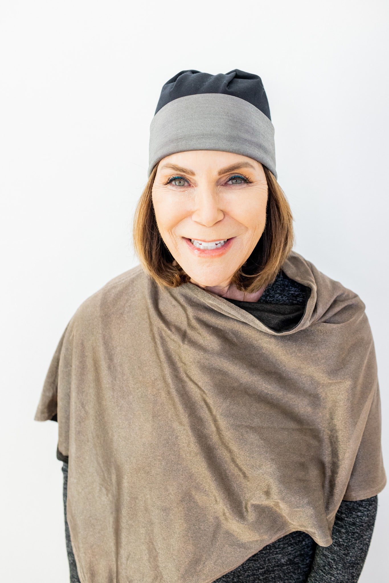 TRU47 Black Silver Cotton Double Knit Beanie