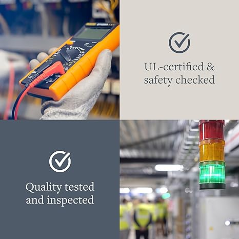 GroundLuxe Outlet Tester certification highlights: UL-certified and safety checked, quality tested and inspected.
