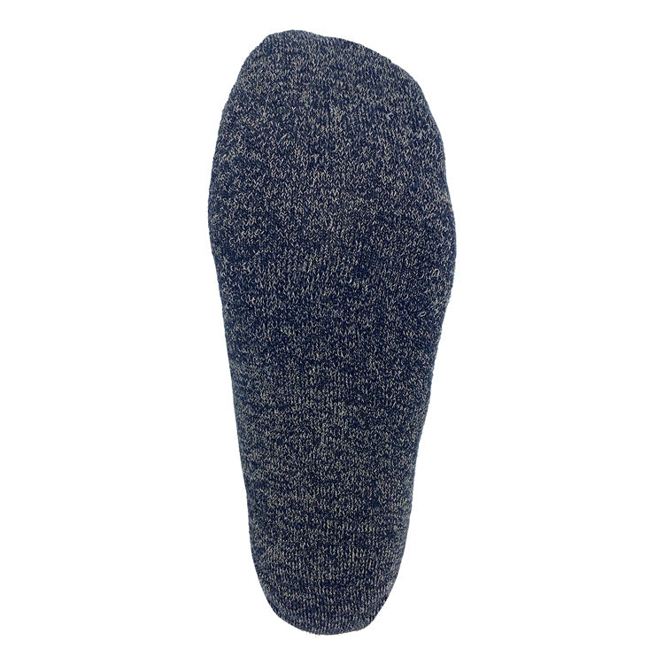 Top-down view of TRU47 Black Merino Wool Grounding Socks in quarter height, showing textured dark gray knit fabric and rounded toe shape.