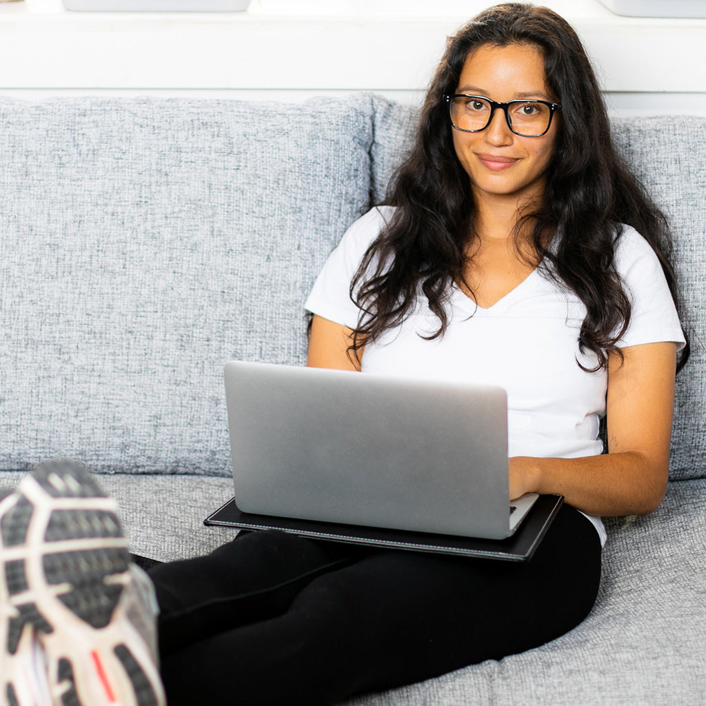 Girl with EMF Protection for Laptops & Tablets