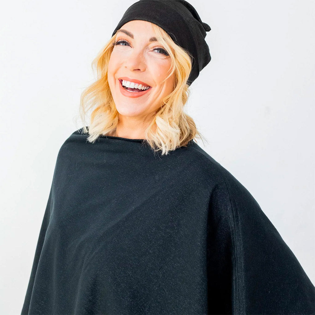 Blonde Girl with TRU47 Anti-Radiation Cloth in Black color | Made in the USA