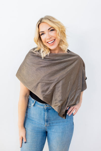 TRU47 Reversible Silver Mesh &amp; Black Jersey Modal Poncho