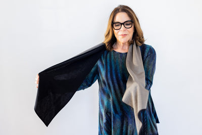 TRU47 Reversible Silver Cotton Double Knit Scarf