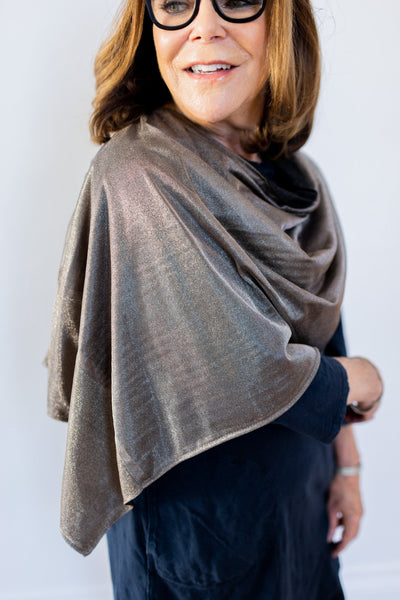 TRU47 Reversible Silver Mesh &amp; Black Jersey Modal Poncho