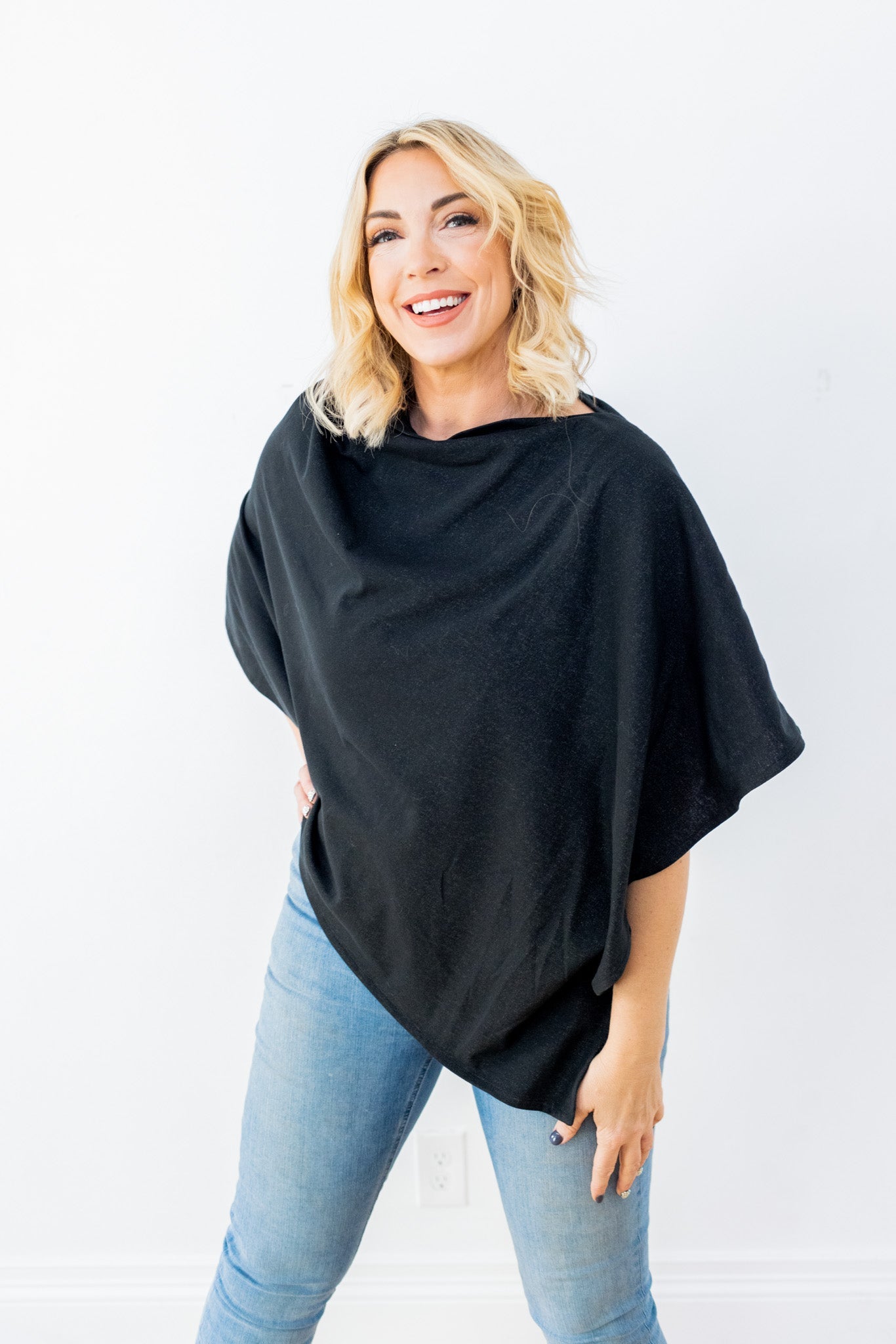 TRU47 Silver Jersey Modal Long Poncho