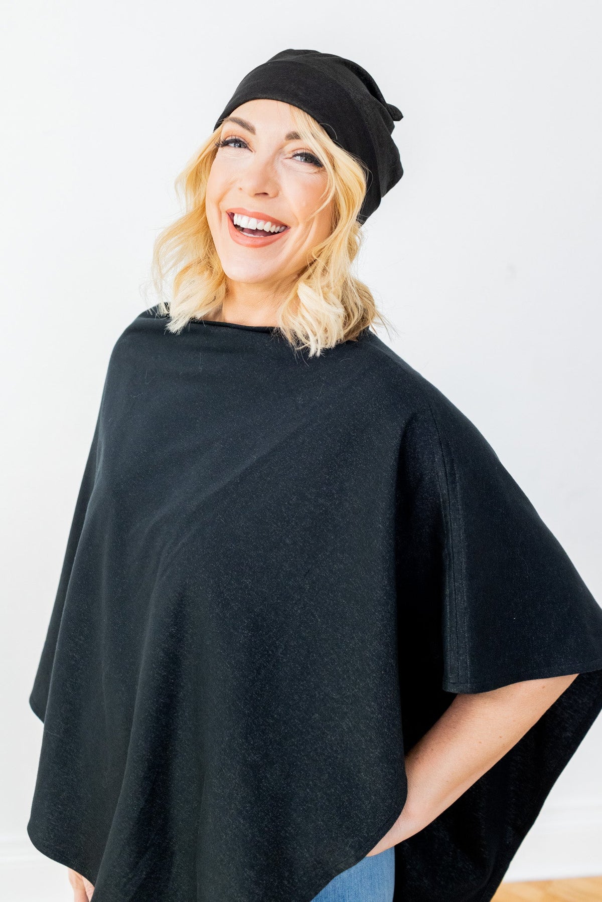 TRU47 Black Silver Jersey Modal Beanie