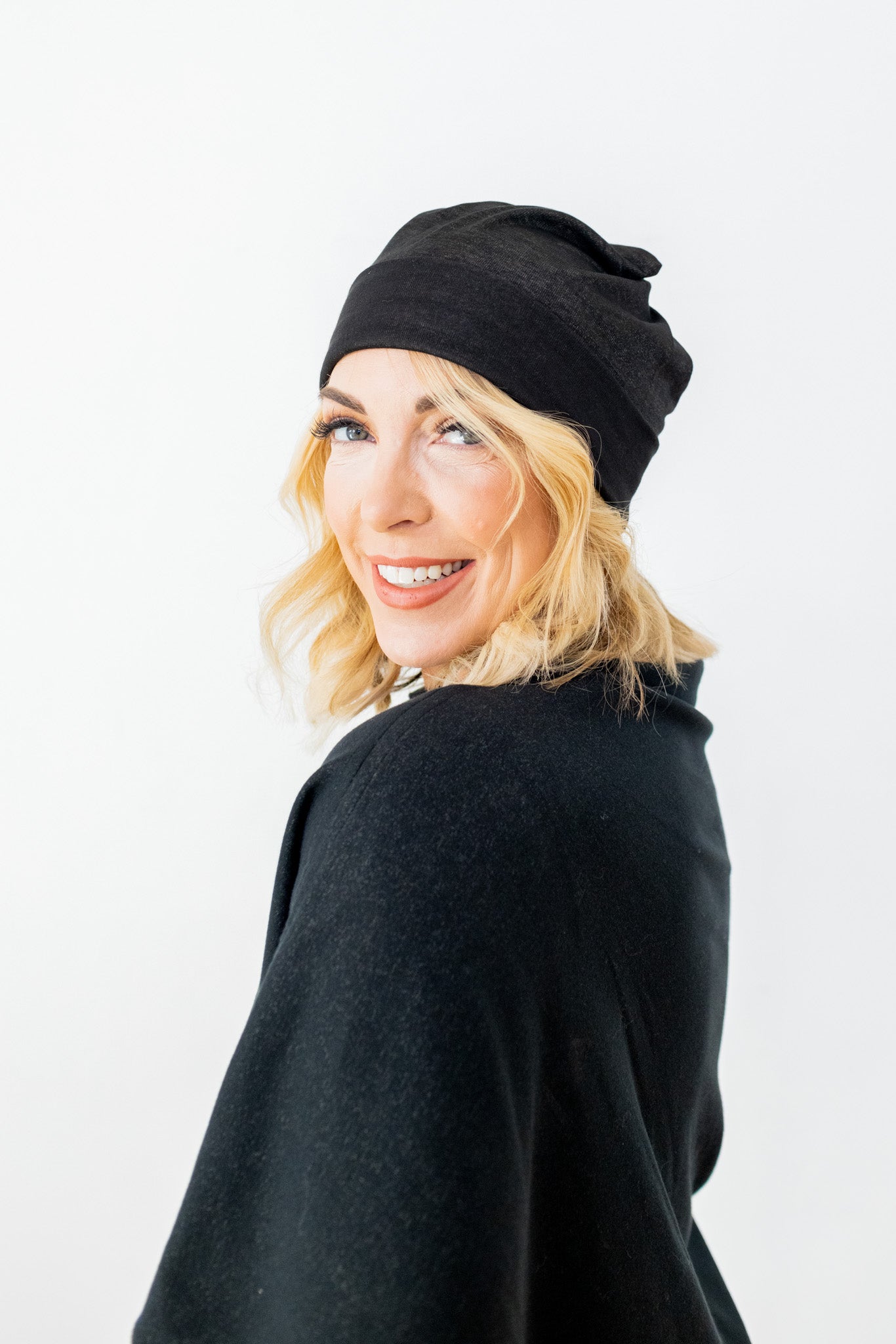 TRU47 Black Silver Jersey Modal Beanie