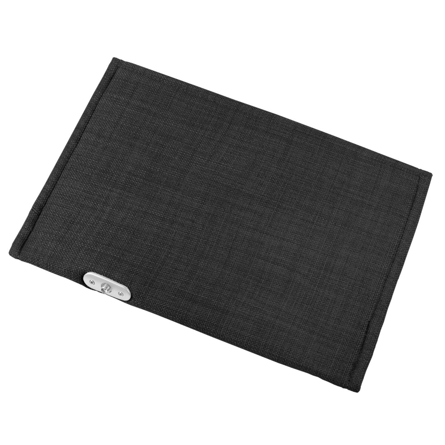 PoM Shield ORIGINAL Phone Faraday Cage in black fabric, angled view showing control panel on lower edge.