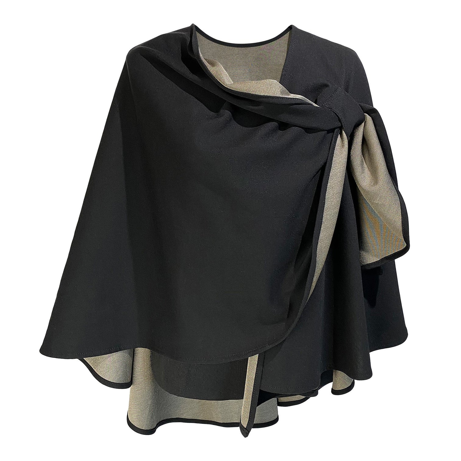 TRU47 Black Silver Cotton Double Knit Cape