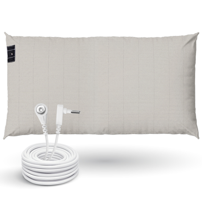 GroundLuxe Organic Grounding Pillowcase with white cord and connector displayed against white background.