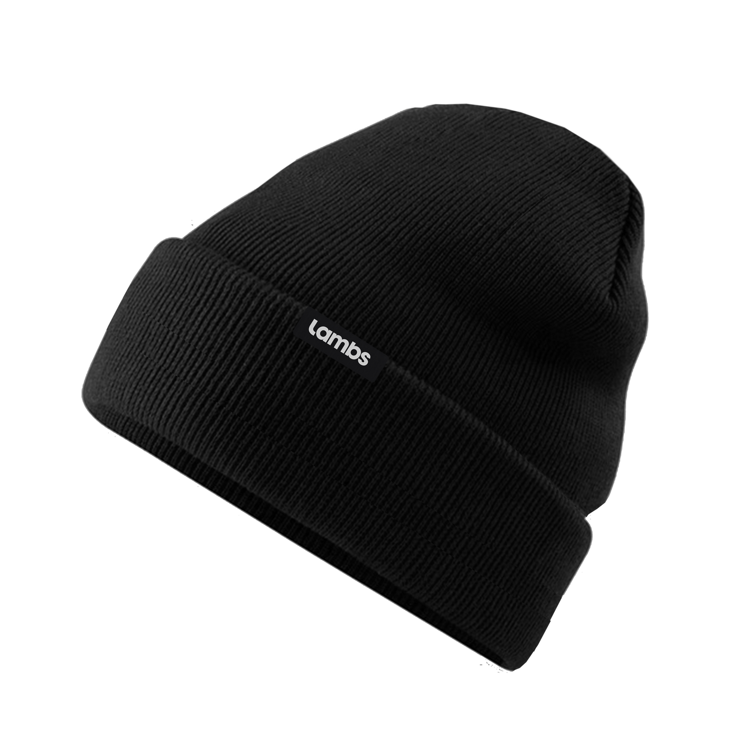 Black ribbed HAVN WaveStopper™ Beanie displayed against white background, angled side view showing knit texture and brand label.