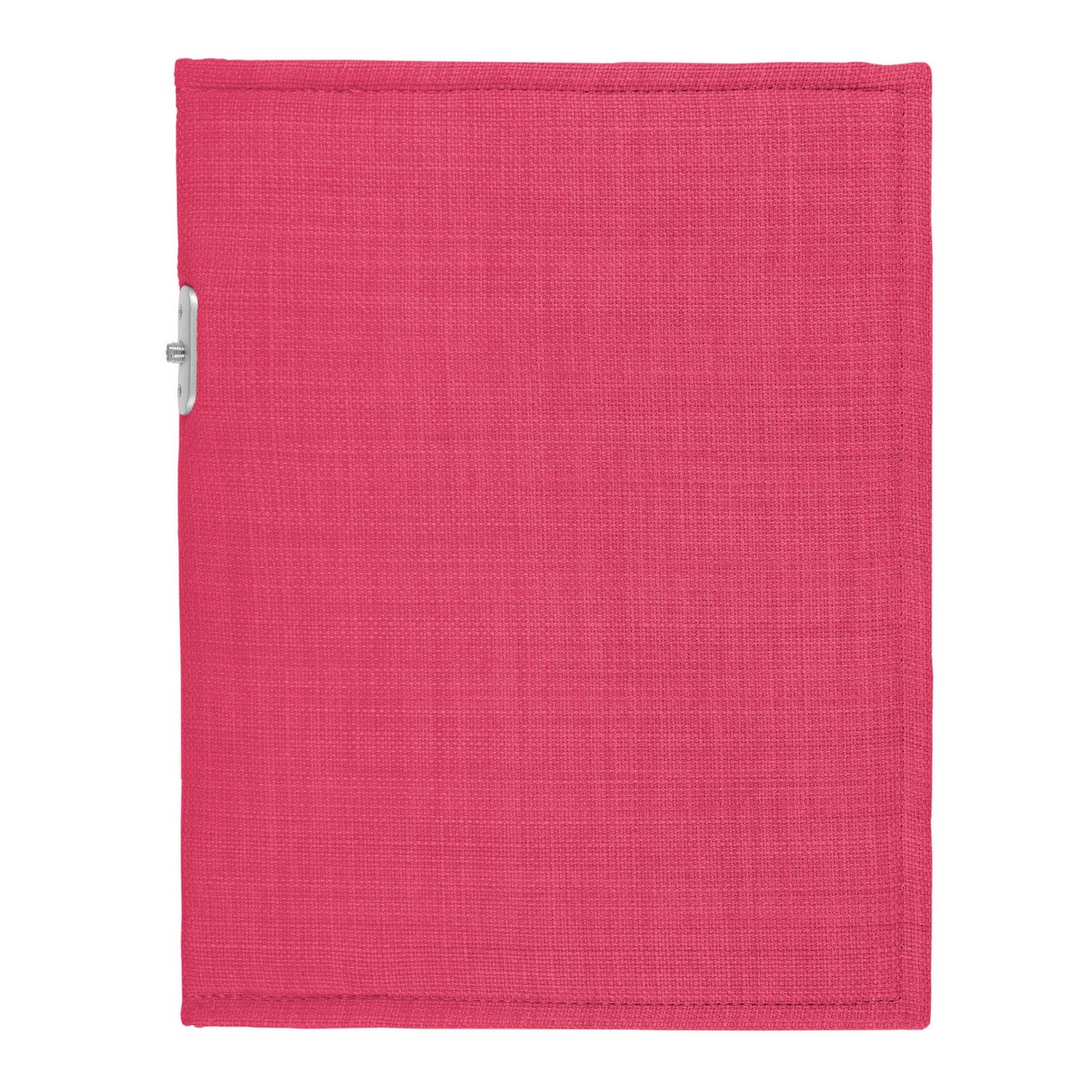 PoM Shield ORIGINAL Phone Faraday Cage in hot pink fabric with silver clasp, front view.