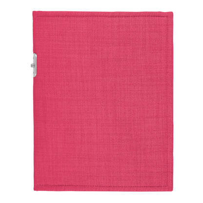 PoM Shield ORIGINAL Phone Faraday Cage in hot pink fabric with silver clasp, front view.