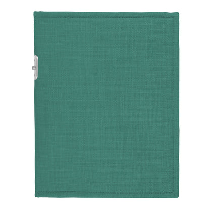 PoM Shield ORIGINAL Phone Faraday Cage in teal fabric, front view with silver clasp visible on left edge.