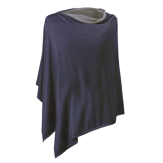 TRU47 Cotton Double Knit Blue Denim Long Poncho