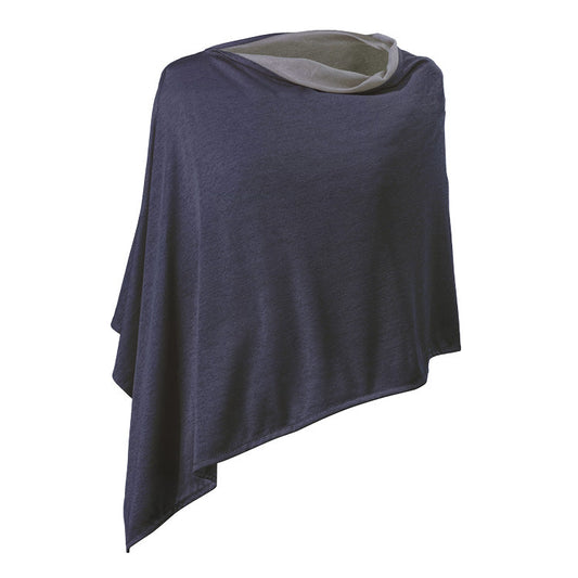 TRU47 Cotton Double Knit Blue Denim Short Poncho