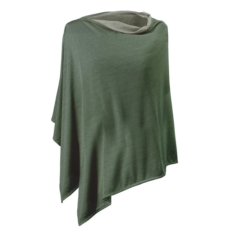 TRU47 Cotton Double Knit Moss Green Long Poncho
