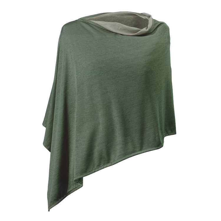 TRU47 Cotton Double Knit Green Moss Short Poncho