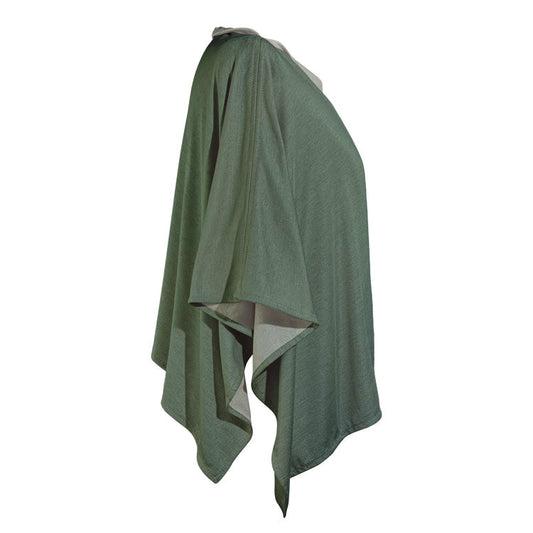 TRU47 Cotton Double Knit Green Moss Short Poncho