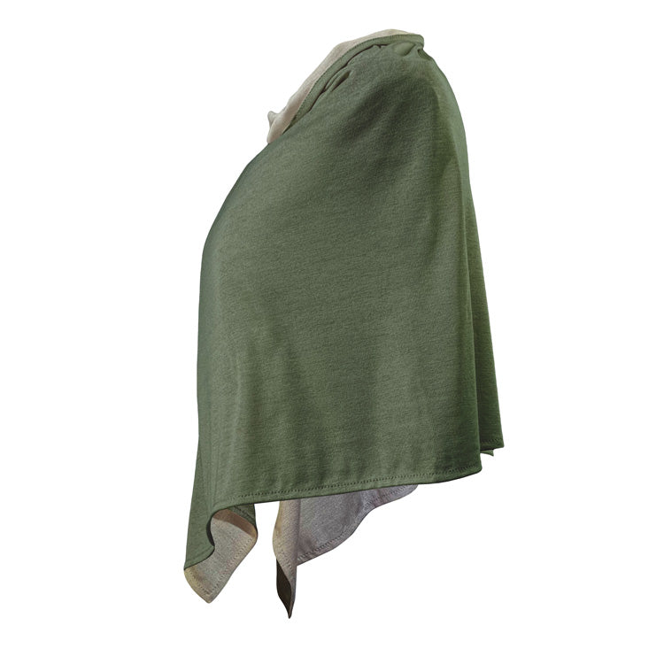 TRU47 Cotton Double Knit Green Moss Short Poncho