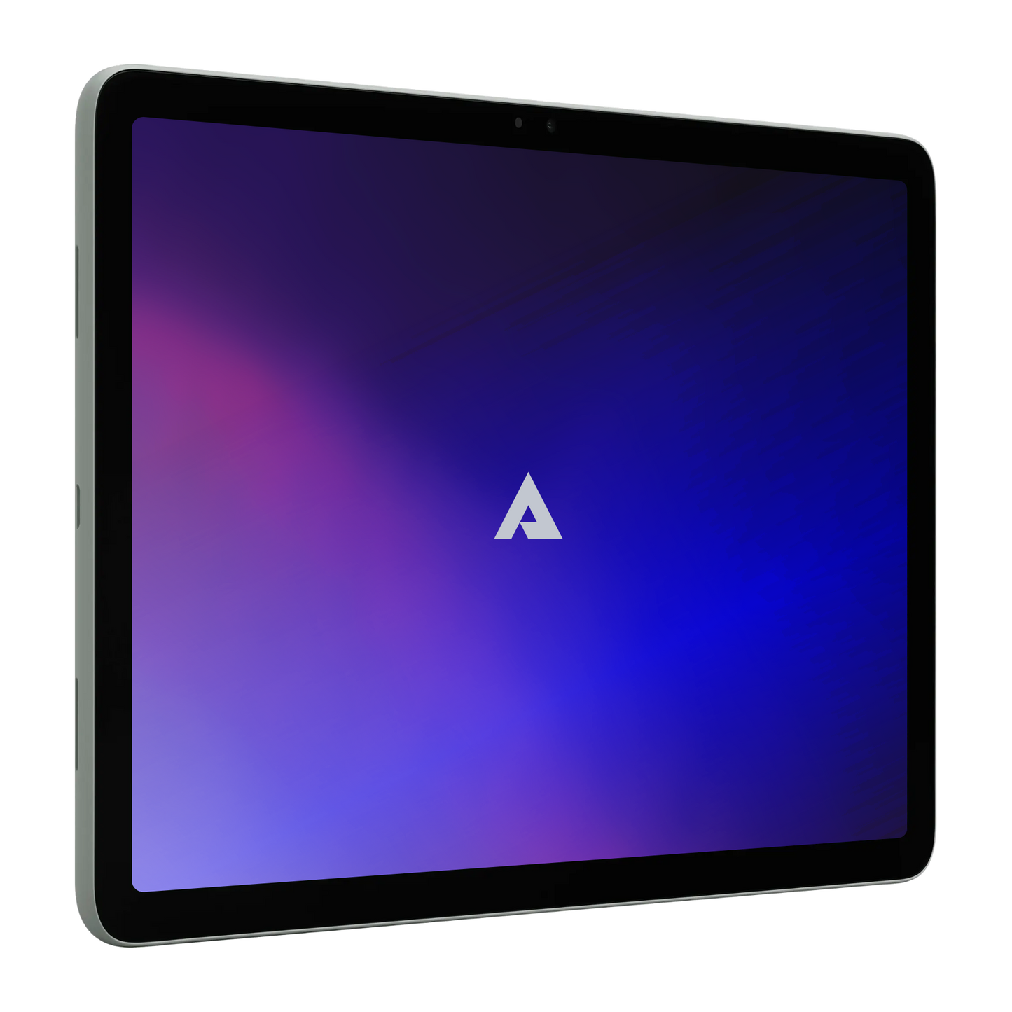 Above Privacy & EMF-Free Tablet Bundle displayed at an angle, showing the device's sleek black bezel and purple-to-blue gradient screen with white logo.