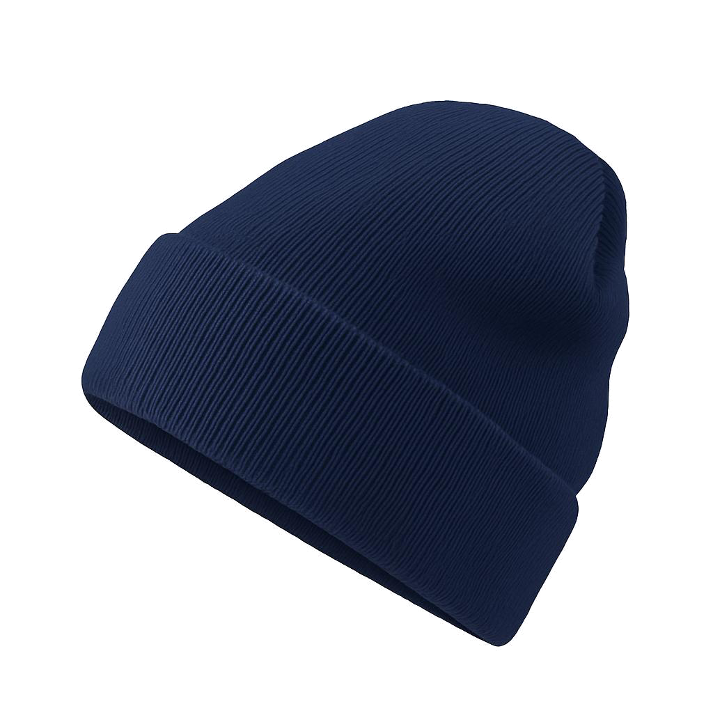 Navy ribbed HAVN WaveStopper™ Beanie displayed against white background, angled view showing texture and fit.