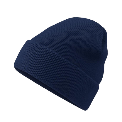 Navy ribbed HAVN WaveStopper™ Beanie displayed against white background, angled view showing texture and fit.