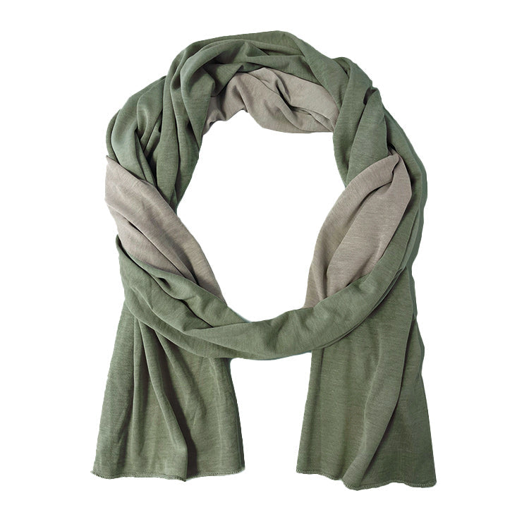 TRU47 Reversible Silver Cotton Double Knit Scarf Moss