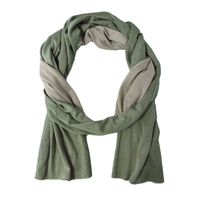 TRU47 Reversible Silver Cotton Double Knit Scarf Moss