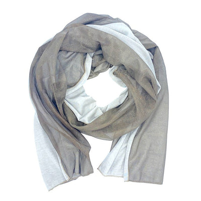 TRU47 Reversible Pure Silver Mesh &amp; Natural Jersey Long Scarf