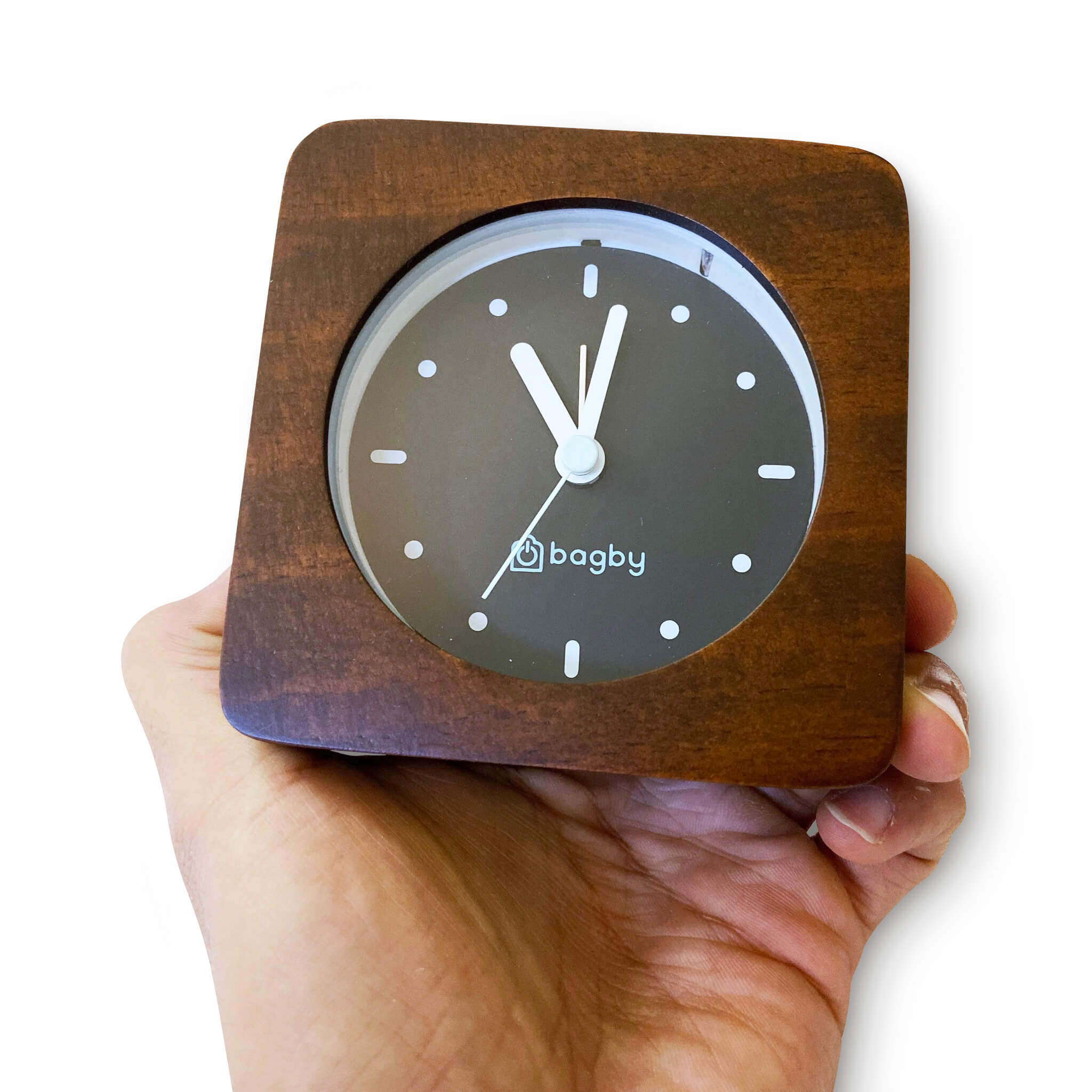 Bagby EMF-Free Minimalist Silent Analog Alarm Clock Chestnut