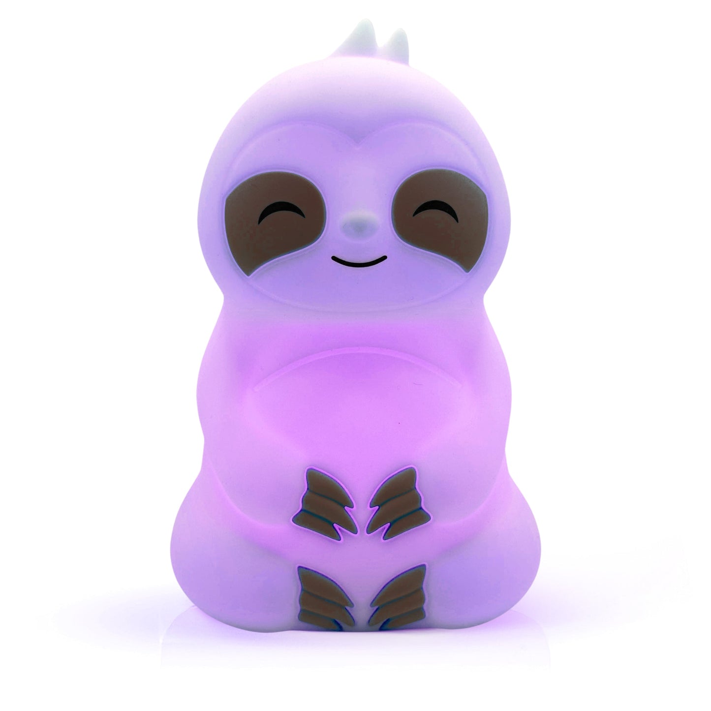 Purple Mindsight Breathing Buddha with closed eyes, smiling expression, and dark paw details on rounded body against white background.