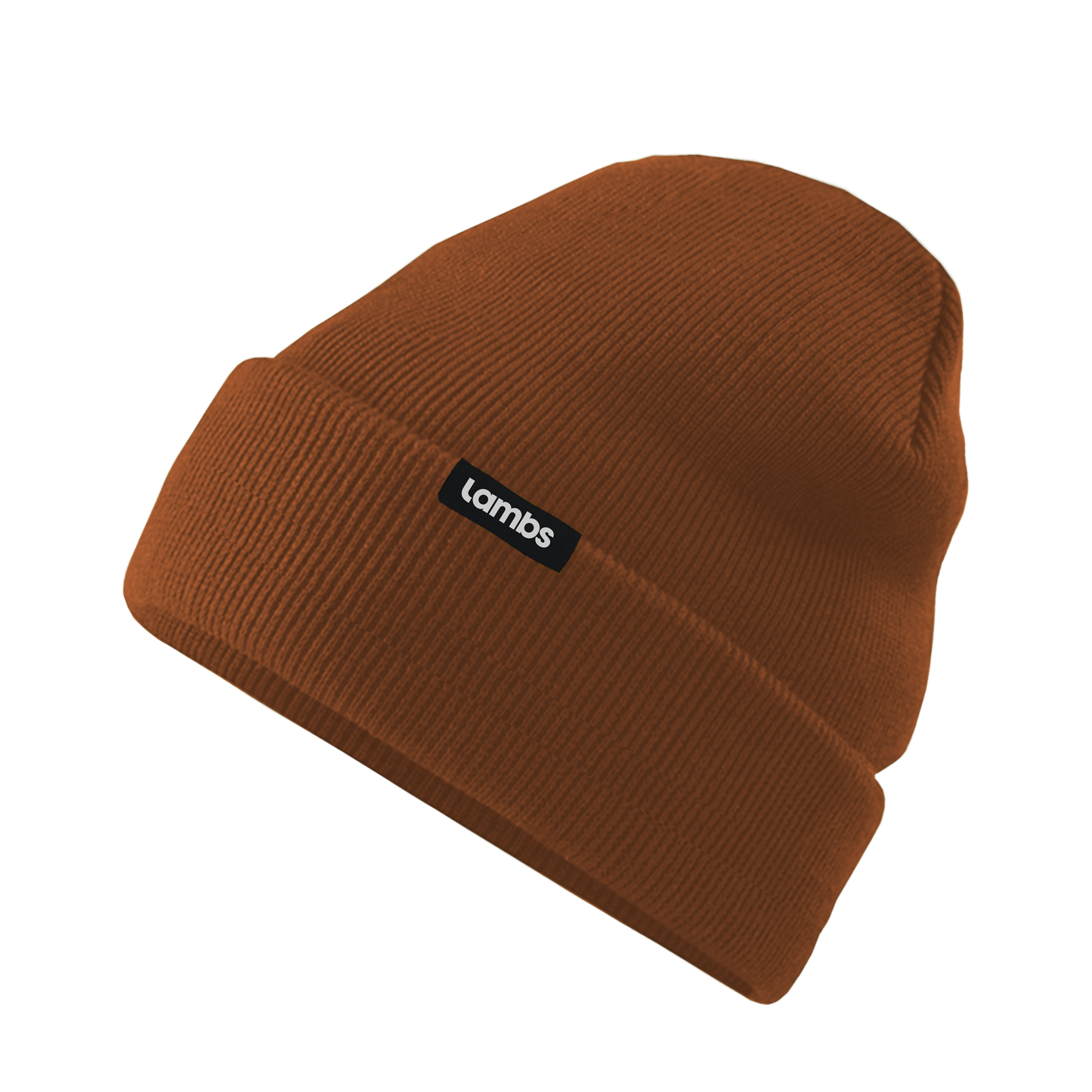 Rust-colored HAVN WaveStopper™ Beanie with black logo label, displayed against white background at an angle.