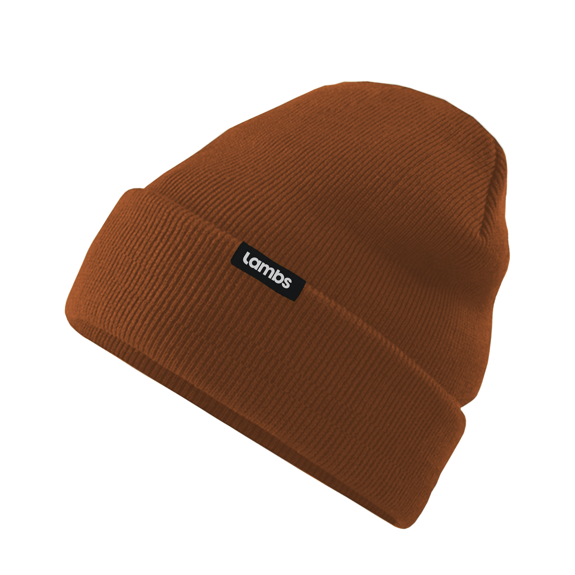 Rust-colored HAVN WaveStopper™ Beanie with black logo label, displayed against white background at an angle.
