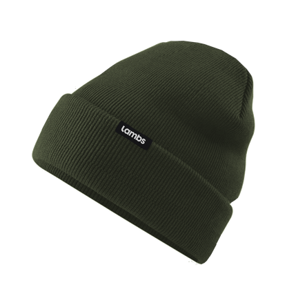 Olive green ribbed HAVN WaveStopper™ Beanie displayed against white background, showing front view with small black brand label.