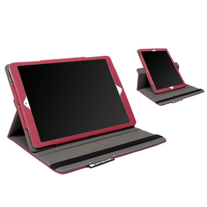 SafeSleeve Case for iPad shown in pink with stand feature, displayed in two viewing angles.