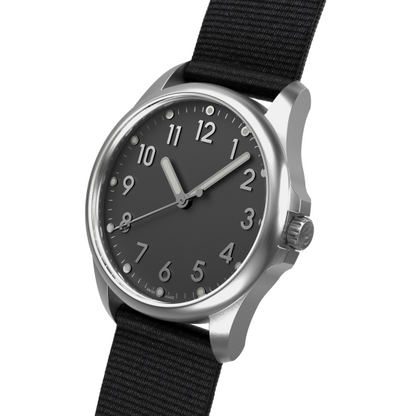 Mudita Radiant Charcoal Black automatic field watch - side view