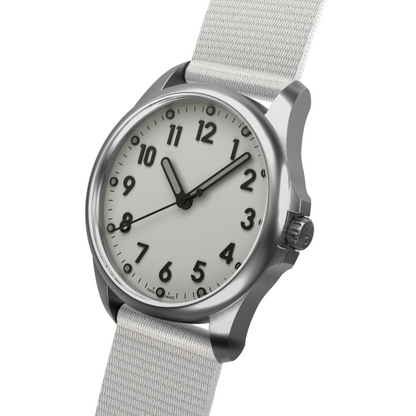 Mudita Radiant Natural White automatic field watch - side view