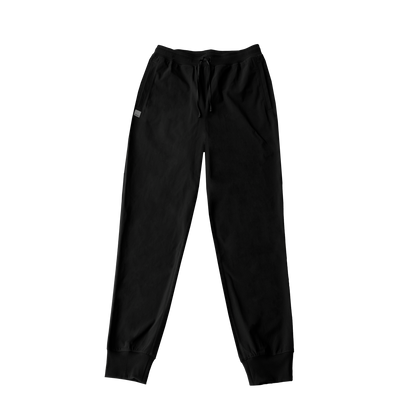 Black HAVN WaveStopper™ Joggers displayed flat against white background, showing full length view with drawstring waistband and ribbed ankle cuffs.