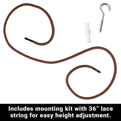 SYB Faraday Serenity Canopy mounting kit with 36" brown lace string, plastic anchor, and metal hook included.