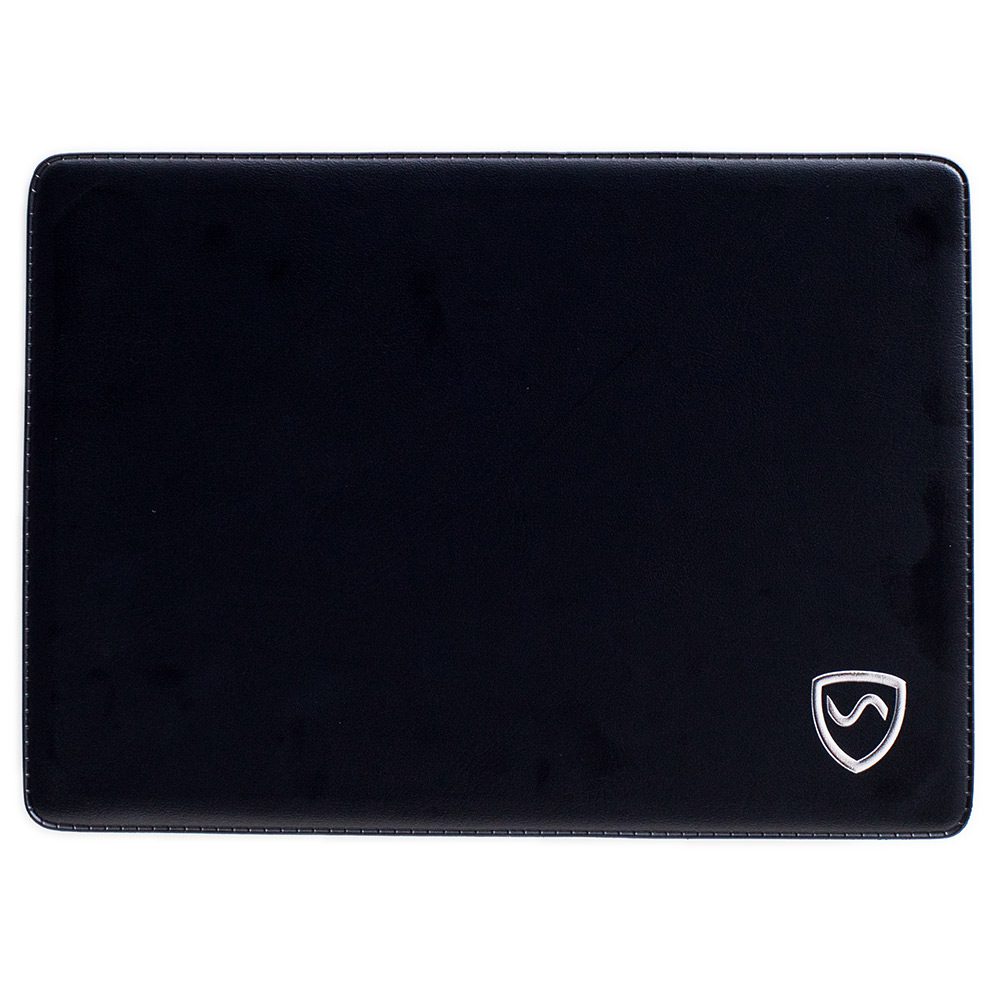 Black SYB Tablet Pad with shield logo, front view on white background.